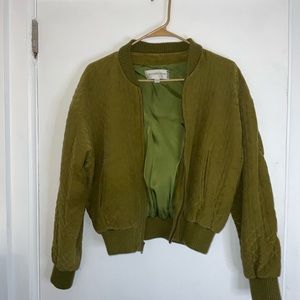 Petite Green Bomber Jacket (Zip)